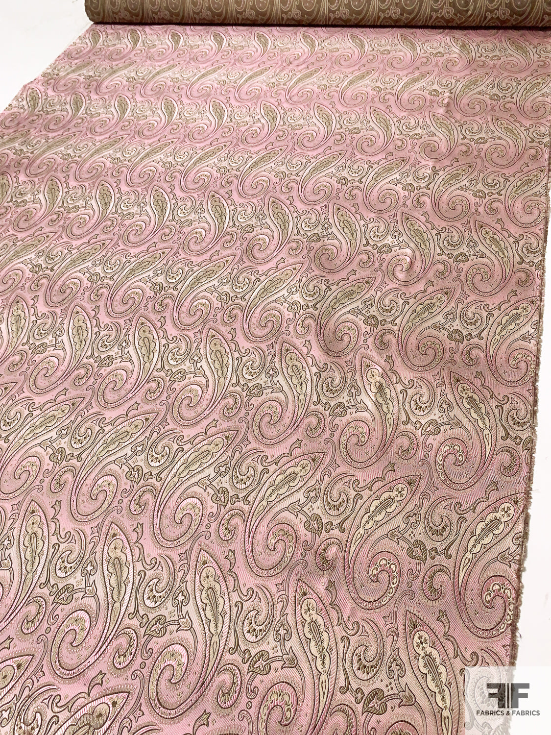 Paisley Silk Necktie Jacquard Brocade - Pink / Tan / Brown