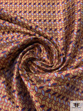 Leaf Geometric Silk Necktie Jacquard Brocade - Yellow-Gold / Burgundy / Navy
