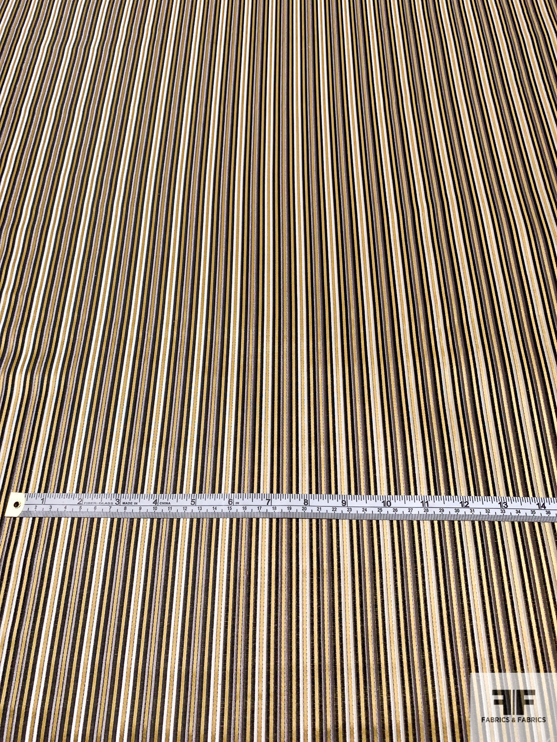 Vertical Striped Silk Necktie Jacquard Brocade - Gold / Black / Grey / White