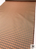 Rectangle Diagonal Lattice Silk Necktie Jacquard Brocade - Light Rust / Black / Nude