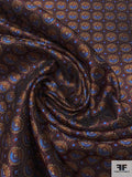 Geometric Circles Silk Necktie Jacquard Brocade - Maroon / Carolina Blue / Light Rust