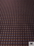 Geometric Circles Silk Necktie Jacquard Brocade - Maroon / Carolina Blue / Light Rust