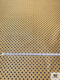 Squares and Diagonal Striped Silk Necktie Jacquard Brocade - Yellow / Blue / Light Rust