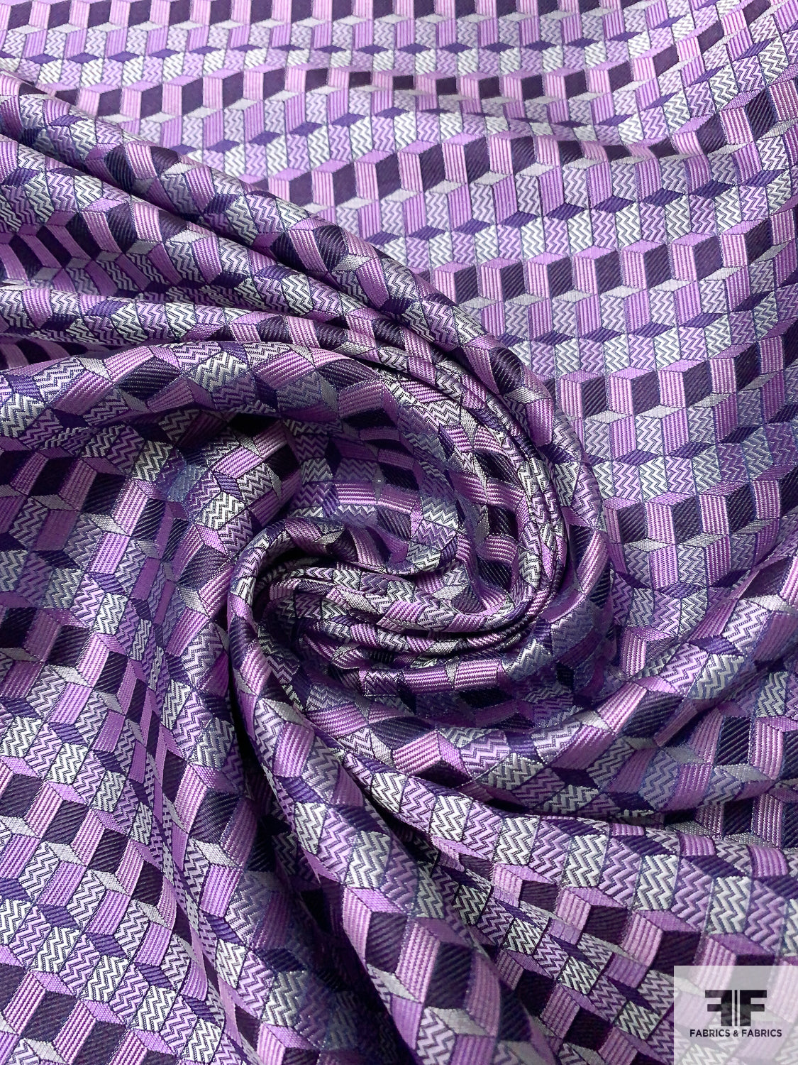 Cube Mosaic Silk Necktie Jacquard Brocade Purple Plum Lilac FABRICS cube-mosaic-silk-necktie-jacquard-brocade-purple-plum-lilac-fabrics