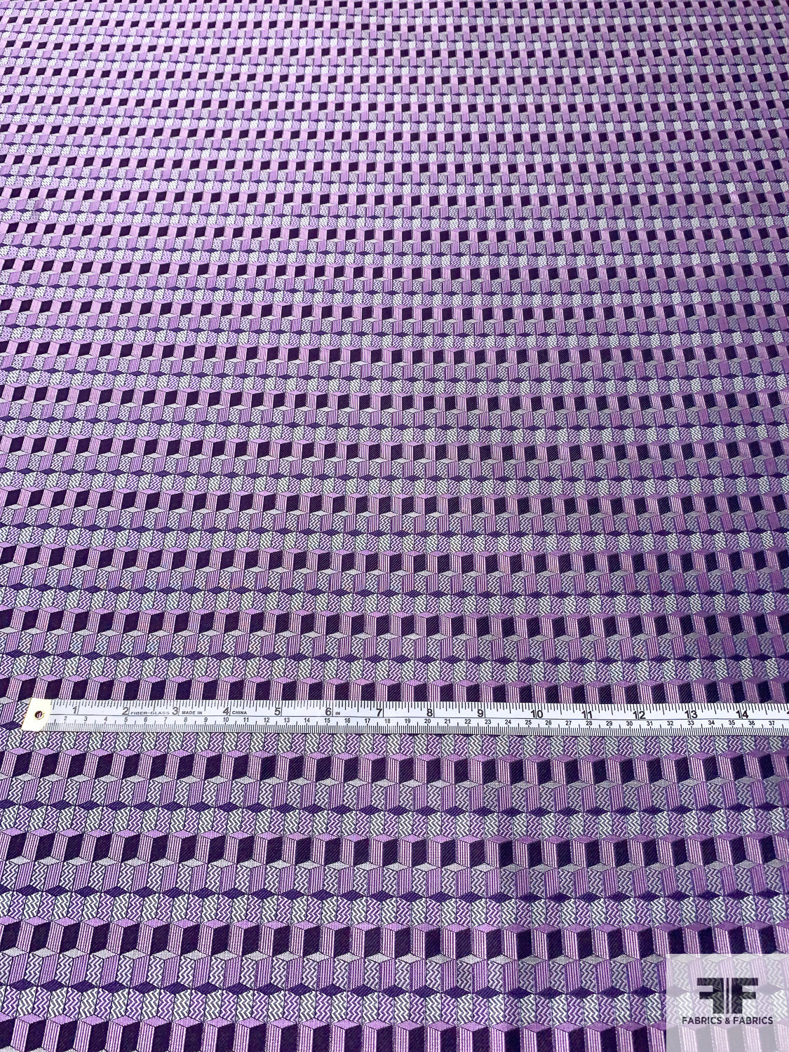 Cube Mosaic Silk Necktie Jacquard Brocade - Purple / Plum Lilac
