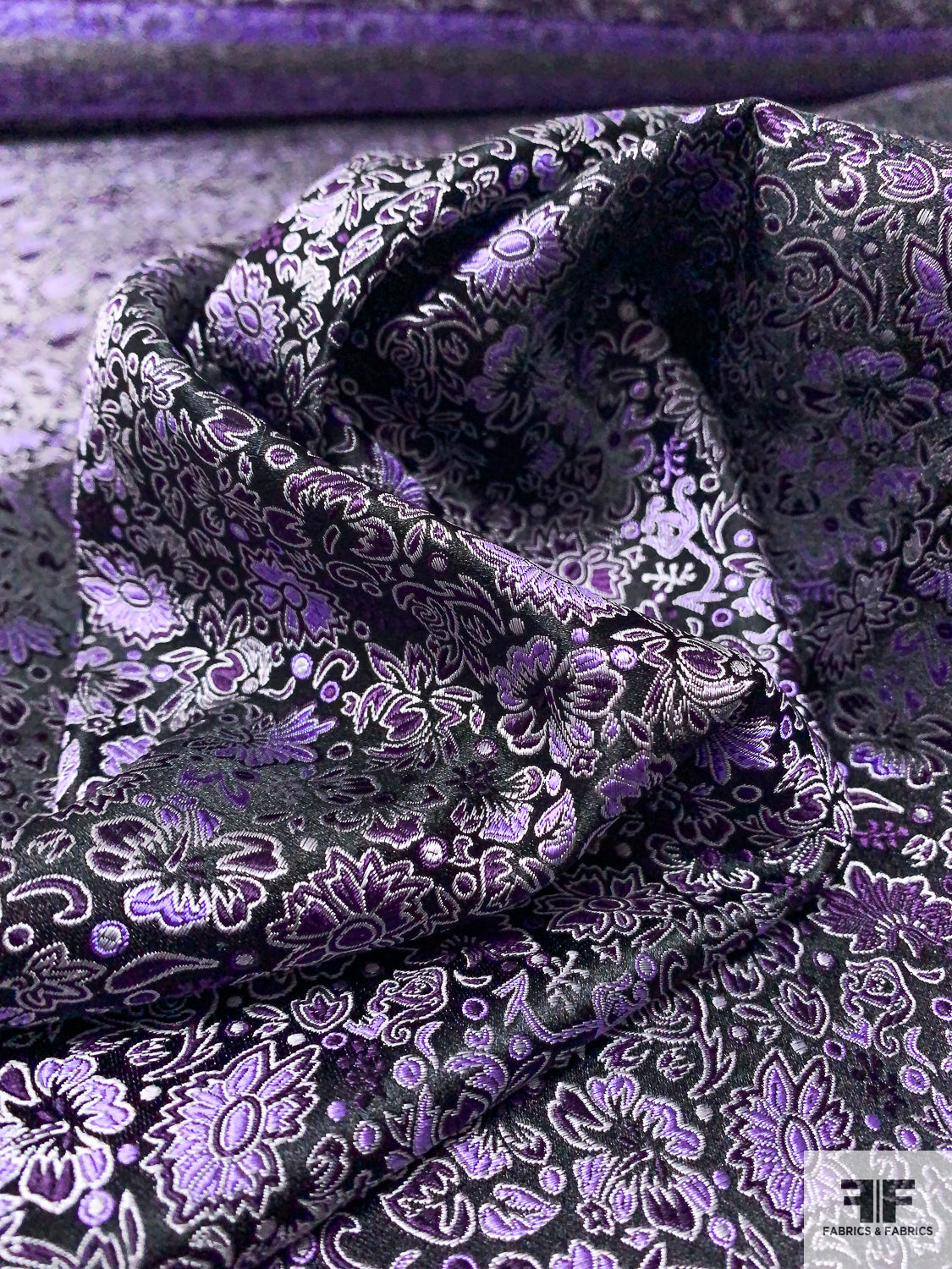 Densely Floral Silk Necktie Jacquard Brocade - Purple / Lavender / Black