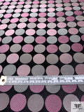 Circle Design Silk Necktie Jacquard Brocade - Pink / Black / Light Grey