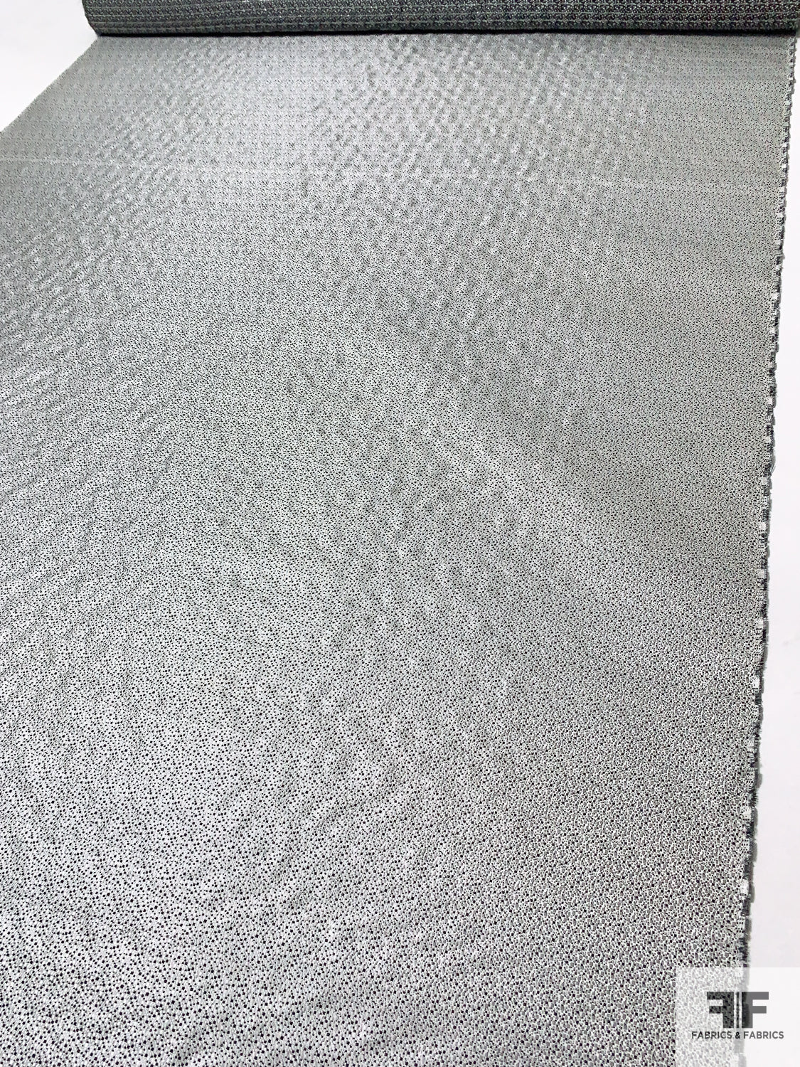 Micro-Woven Silk Necktie Jacquard Brocade - Light Grey / Black / Silver