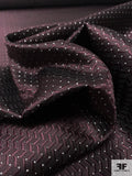 Chevron Lurex Dot Silk Necktie Jacquard Brocade - Merlot / Silver