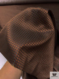 Micro-Geometric Silk Necktie Jacquard Brocade - Brown / Black / Silver