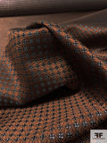 Micro-Geometric Silk Necktie Jacquard Brocade - Brown / Black / Silver