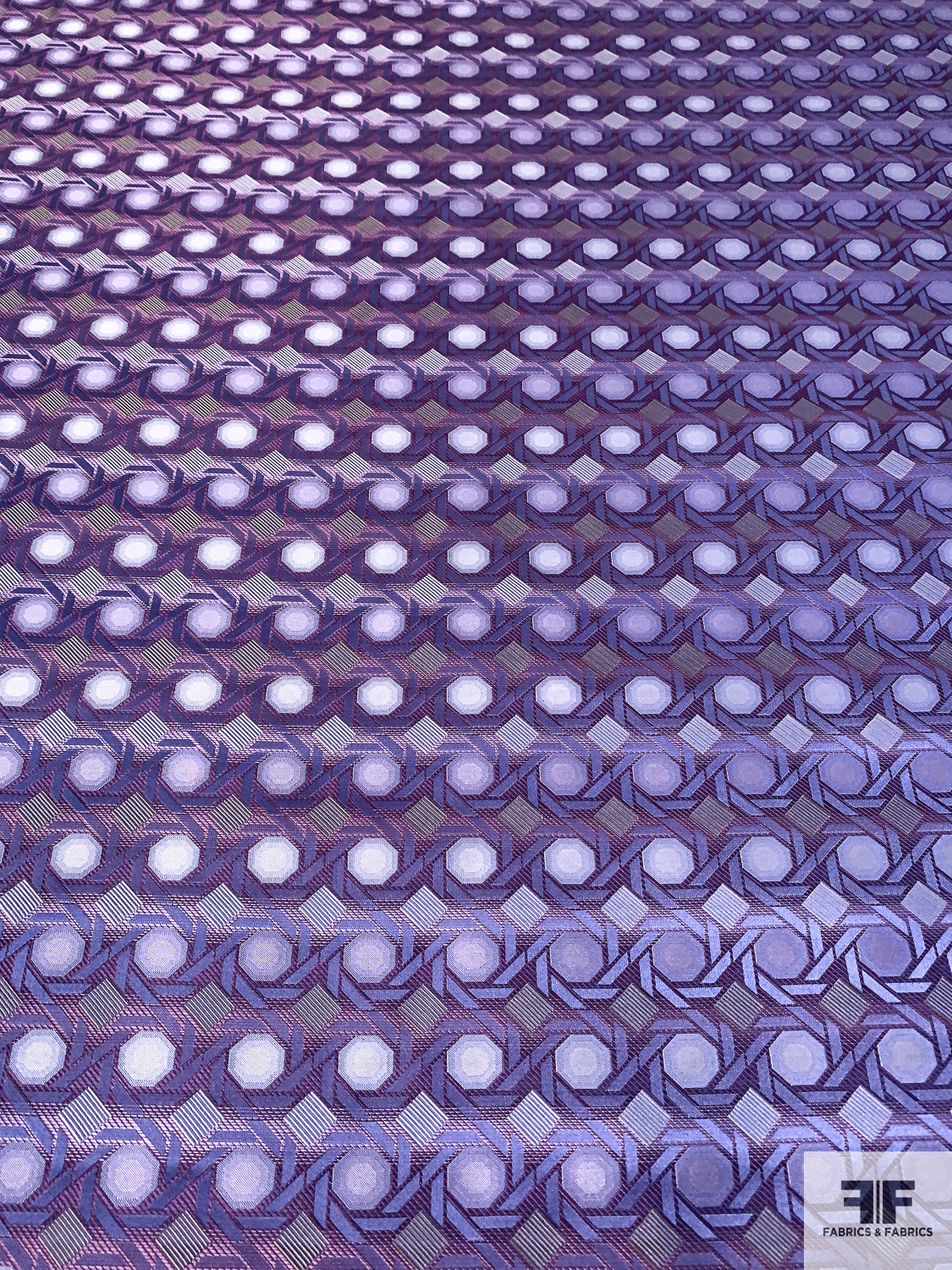 Geometric Lattice Silk Necktie Jacquard Brocade - Shades of Purple