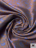 Paisley Silk Necktie Jacquard Brocade - Ochre / Blue