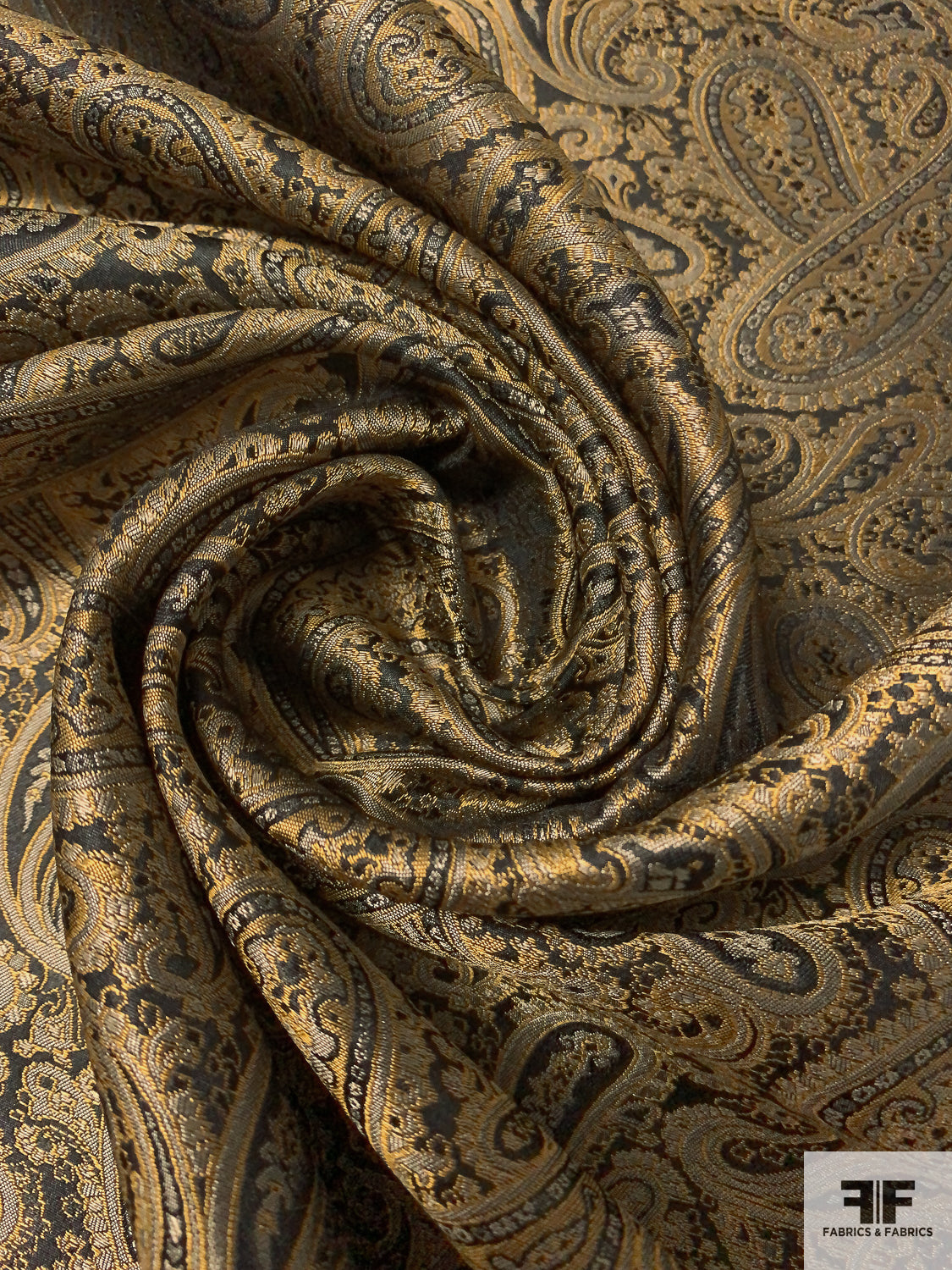 Paisley Silk Necktie Jacquard Brocade - Antique Gold / Black