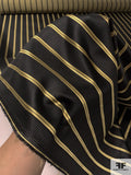 Vertical Striped Silk Necktie Jacquard Brocade - Black / Gold