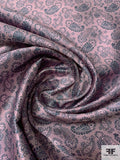 Paisley Silk Necktie Jacquard Brocade - Pink / Dark Blue Grey