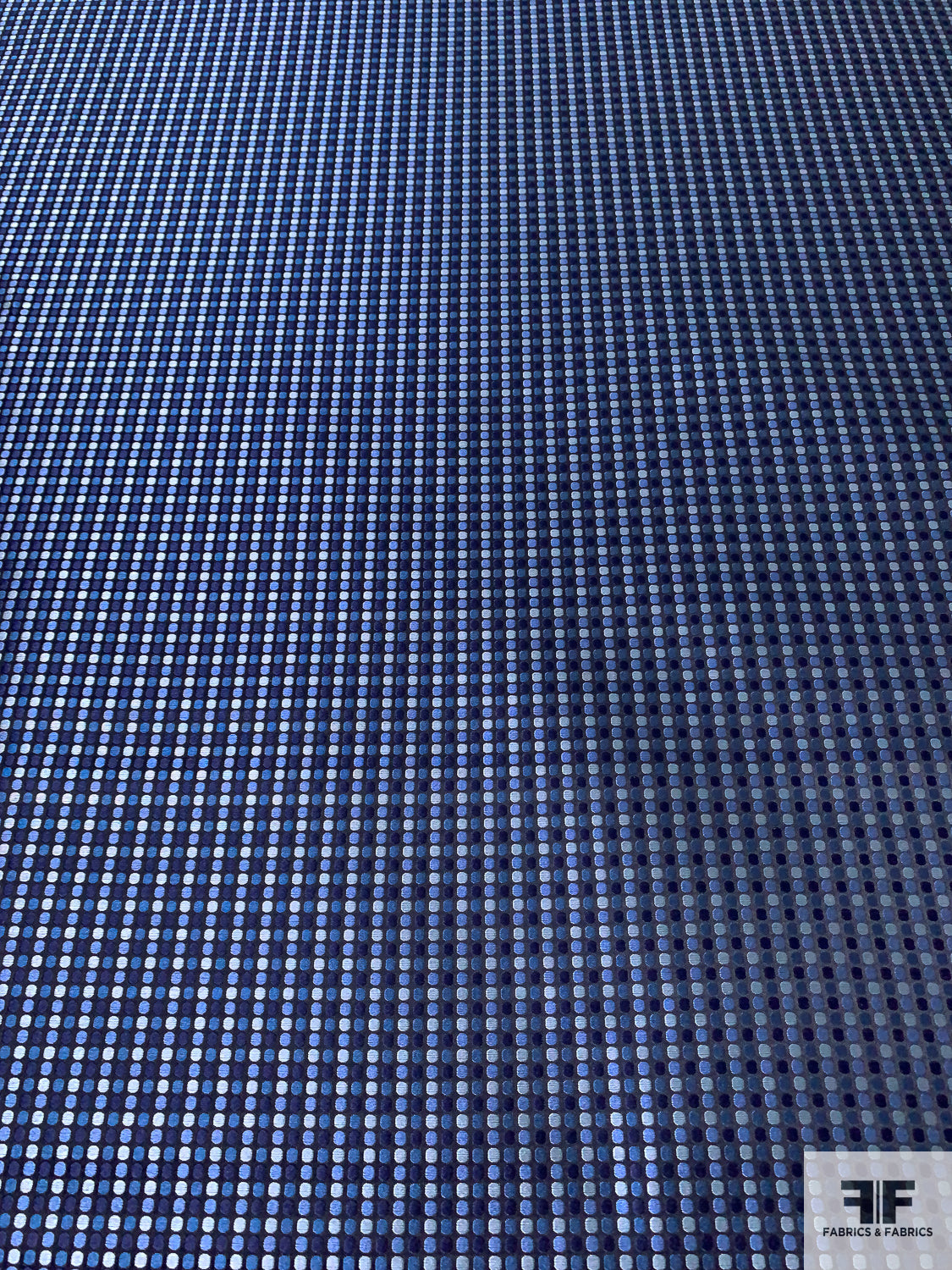 Dot Grid Silk Necktie Jacquard Brocade - Shades of Blue