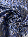 Triangle Mosaic Silk Necktie Jacquard Brocade - Shades of Blue