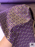 Inverse Geometric Silk Necktie Jacquard Brocade - Purple / Tan