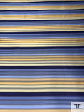 Horizontal Striped Silk Necktie Jacquard Brocade - Blues / Antique Yellows