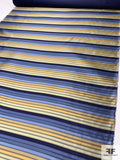 Horizontal Striped Silk Necktie Jacquard Brocade - Blues / Antique Yellows