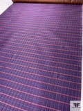 Micro-Checkered Windowpane Silk Necktie Jacquard Brocade - Purple / Copper / Blue / Pink