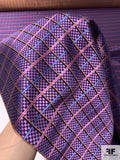 Micro-Checkered Windowpane Silk Necktie Jacquard Brocade - Purple / Copper / Blue / Pink