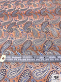 Paisley Silk Necktie Jacquard Brocade - Peach / Blue / Grey