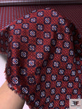 Floral Grid Silk Necktie Jacquard Brocade - Red / Navy / Grey