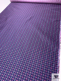 Wavy Basket-Look Silk Necktie Jacquard Brocade - Navy / Pink / Purple / Carolina Blue