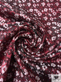 Floral Silk Necktie Jacquard Brocade - Maroon / Black / White