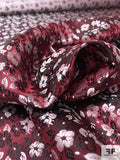 Floral Silk Necktie Jacquard Brocade - Maroon / Black / White