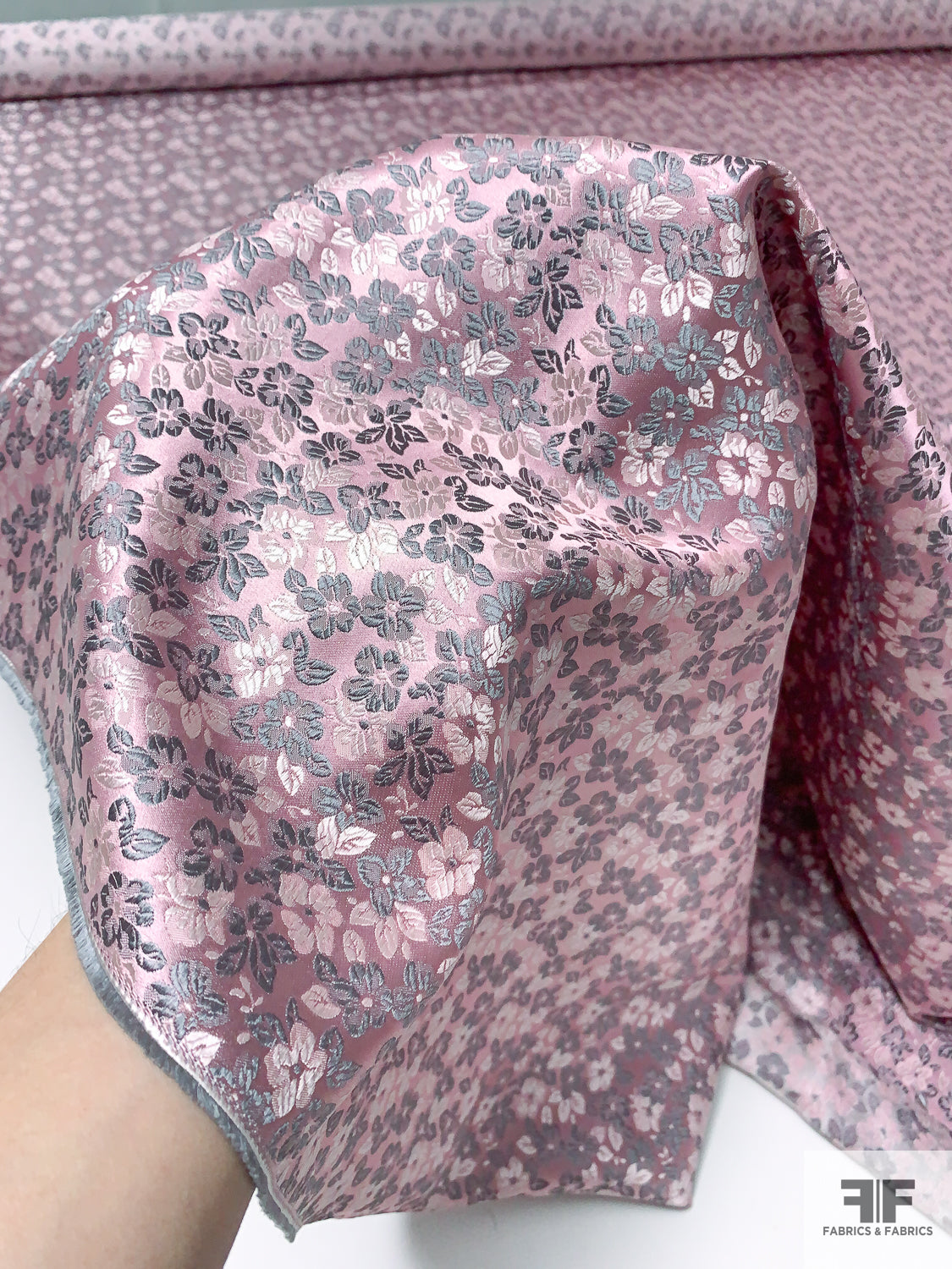 Floral Silk Necktie Jacquard Brocade - Dusty Rose / Grey / Light Pink