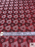 Squares on Squares Silk Necktie Jacquard Brocade - Red / Black / White