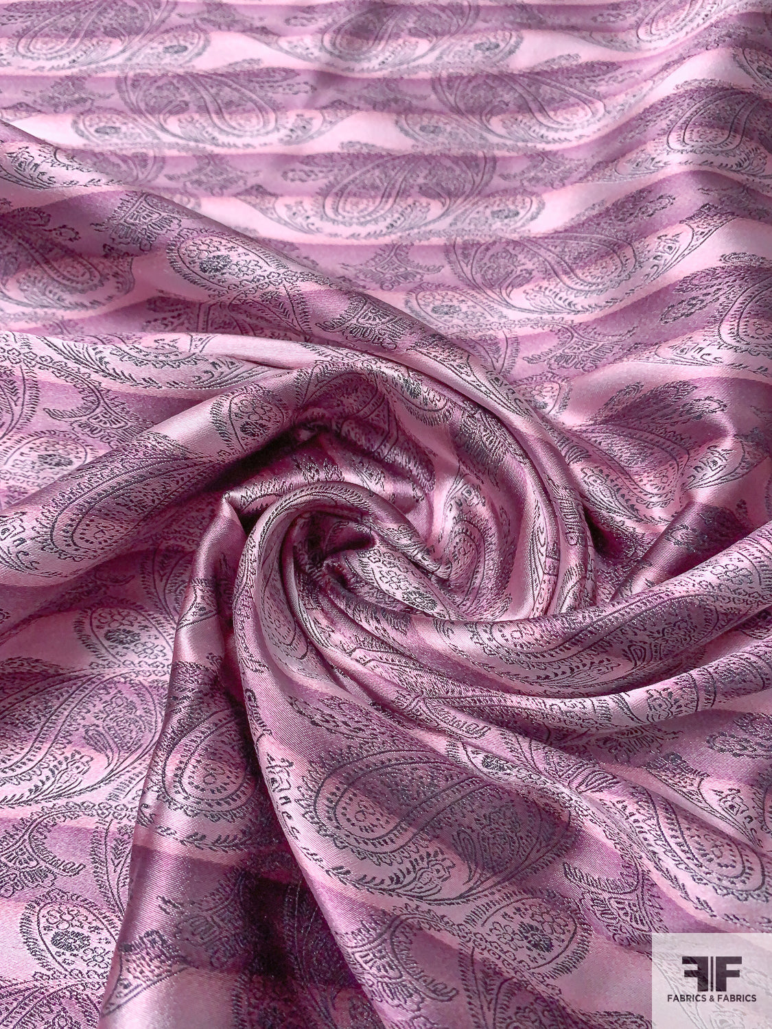 Paisley Striped Silk Necktie Jacquard Brocade - Pink / Dusty Orchid / Black