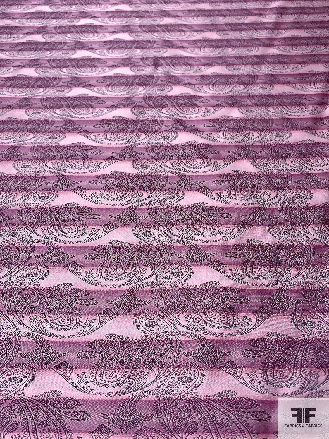 Paisley Striped Silk Necktie Jacquard Brocade - Pink / Dusty Orchid / Black
