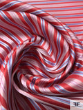 Horizontal Striped Silk Necktie Jacquard Brocade - Red / Light Pink / Blue / White
