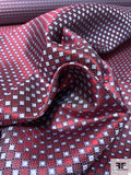 Micro-Dot Geometric Silk Necktie Jacquard Brocade - Red / Sky Blue / Maroon / Light Grey