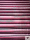 Horizontal Striped Silk Necktie Jacquard Brocade - Dusty Rose Pinks / Wine Purple