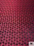 Cubic Triangles Silk Necktie Jacquard Brocade - Strawberry Red / Maroons
