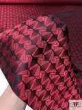 Cubic Triangles Silk Necktie Jacquard Brocade - Strawberry Red / Maroons