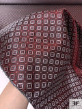 Geometric Silk Necktie Jacquard Brocade - Burgundy / Black / White