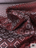 Geometric Silk Necktie Jacquard Brocade - Burgundy / Black / White