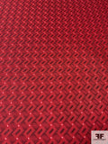 Rectangle Diagonal Lattice Silk Necktie Jacquard Brocade - Red / Black