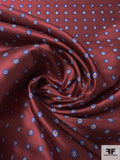 Small Floral Grid Silk Necktie Jacquard Brocade - Maroon / Navy / Periwinkle