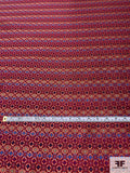 Geometric Silk Necktie Jacquard Brocade - Red / Coral / Navy / Blue