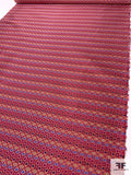 Geometric Silk Necktie Jacquard Brocade - Red / Coral / Navy / Blue