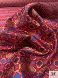 Geometric Silk Necktie Jacquard Brocade - Red / Coral / Navy / Blue