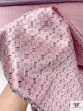 Geometric Silk Necktie Jacquard Brocade - Pink / Grey / Periwinkle