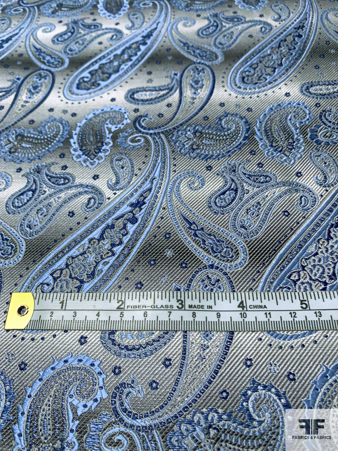 Paisley Silk Necktie Jacquard Brocade - Shades of Blue / Grey